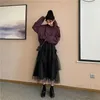 Kjolar 2022 mesh kjol koreansk mångsidig kaka hög midja lång halv längd vår och sommar kvinnors mitten