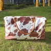 Duffel Bags Weekender Bag Leopard Cow Cowhide Printed Duffle For Women Large Capacity Travel Tote Overnight Handbag With Shoulder 260E