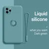 Cas de silicone liquide doux pour iPhone 12 11 PRO Max XS Mini x XR 7 8 6 plus iPhone12 iPhone11 housse 8plus avec support de porte-bague