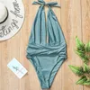 Vert taille haute une pièce maillot de bain femme col en v profond Bikini 2021 pansement maillot de bain Monokini maillots de bain femmes baigneurs femmes
