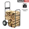 2022 Garden Tools Firewood Cart 220LBS with Large Wheels Fireplace Log Rolling Caddy Hauler Wood Mover Outdoor Indoor Storage Holder Rack Heavy Duty