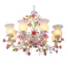 Chandeliers Modern White Pink Rose European Chandelier Lighting Decorative Pendant Hanging Lamp Iron Crystal Dining Room