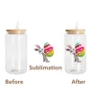 16 uncji Sublimation Glass Can Tumbler 12OZ Frosted Cola Can Bamboo Did Beer Cocktail Cup Whisky Kubek Kawowy Mrożona Herbata Jar