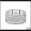 Dostawa biżuterii 2021 Vecalon Starlight Pierścień 925 Sterling Sier Five Olśniewające warstwy Diamond CZ Wedding Ban327T