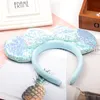 High-quality headband bowknot hairband dreamy colorful sequins Pink Blue Mouse ears children's hair accessories free ship 5pcs