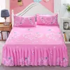 Romantic Bed Skirt Non-slip Fitted Sheet Cover Bedspread Bed Sheet Wedding Decoration Bed Cover ( No Include Pillowcase ) F0012 210420