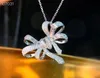 Luxury Brand Designer Pendant Charm Necklace S925 Sterling Silver Full Crystal Butterfly Bow Knot Brosch för kvinnor smycken188b