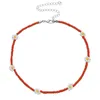 Ins Style Seed Beads Daisy Flower Choker Halsband för Yound Ladies Present