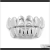 Grillz, Dental Body Drop Delivery 2021 Grillz Set Haute Qualité Hommes Hip Hop Bijoux Véritable Or Plaqué Dents Grills Design De Mode Oehsv