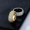 Hip Hop With Side Stones Iced Out Zircon 5 Rows Rings Women Men Gold Silver Plated Bling Jewelry Gift2597