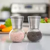 50pcs Stainless Steel Salt and Pepper Grinder Glass Round Body Spice Mill Ceramic Rotor Practical Kitchen Tool