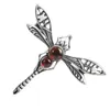 Vintage 925 Sterling Silver Red Gemstone Akcesoria Dla Kobiet Biżuteria Bukiet Ślubny Męska DIY Dragonfly Broszka Pin