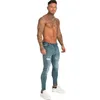 Män Jeans Skinny Stretch Reparerade Jeans Ljusblå Hip Hop Distressed Super Skinny Slim Fit Bomull Bekväm Stor Storlek