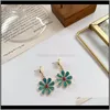 Drop Delivery 2021 Green Daisy Stud Earrings For Women Dripping Oil Petal Flower Sunflower Short Simple Fashion Jewelry Accessories C5Pnu