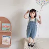 Summer Cute Girls Luźne Dżnowione Pasek Suknie 1-6 lat Koreański Styl Dzieci All-Match Dress 210615