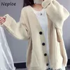 Neploe Fashion Basic Women Knitted Cardigans Solid Loose Casual Long Sleeve Elegant Sweaters Coat Female Jacket 1E796 210423