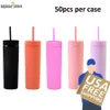 US Warehouse 16oz 5 Cores Skinny Tumbler Matte Colorido Acrílico Caneca Mesma LID de cor e palha geléia Double Wall Plastic Tumblers Cleaner Copo Reutilizável