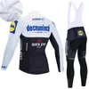 Racing Sets Team QuickStep Långärmad Cykling Jersey Suit Bib Pants Män Ropa Ciclismo Snabb Torr Cykling Wear Strech Maillot Clothing Set