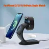 Qi Magnetic 3 i 1 Trådlös laddare till iPhone 13 12 11 Mini Pro Max Induktion Telefon Luftpoder Iwatch Holder Wireles Laddare Snabb Laddningsstation Anpassa Samsung S20 Xiaomi