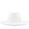 Branco azul branco retalhos largamente borda chapéus para mulheres outono inverno homens moda tapume boné de lã fedora chapéu