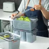 1PCS Acessórios de cozinha Organizador de recipiente de armazenamento Organizador de cesta de plástico Conjunto de cesta de produtos frescos