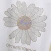 Mode Ins Loose T-shirt Kvinnor Sommar Små Daisy Short Sleeve Sun Flower Cotton Tshirt Top 210623