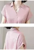 Plus Größe Chiffon Bluse Frauen S Kleidung V-Ausschnitt Büro Damen Kurzarm Hemden Hemden Tops 4510 50 210508