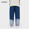 Inflacja męska stretch luźna fit dżinsy denim spodnie streetwear niebieski proste 3622s21 210716