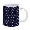 Tassen Dackel Muster-Navy Weiß Tasse Vintage Unisex Größe Hund Hunde Blau Dunkelblau Doxie Wurst Wiener Canine