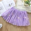 Kids Dance Voile Tutus Girl Shiny Skirt Fashion Print Tulle for s Embroider Sequin s 210429