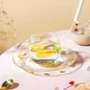 スプーンコーヒー朝食のマグカップセットデザートプレート和風水カップと皿かわいい女の子ギフト210804