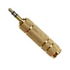 Goud 3.5mm Male naar 6.35mm Female Connector Oortelefoon Versterker Audio Adapter Microfoon AUX Converter