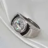 Meibapj VVS1 D Kolor 1/2 / 3 S Diament Prosty Pierścionek Dla Mężczyzn Prawdziwe 925 Sterling Silver Charm Biżuteria ślubna