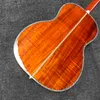 Custom OOO45k 39 Inch Classic Acoustic Guitar Solid Koa Top Abalone Binding Inlay on Headstock