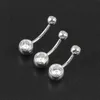 Real 925 sterling silver belly button ring clear double zircon stones body ball navel bar piercing jewelry