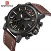 Men's Sports Watches Leather Band Waterproof Quartz WristWatch Male LED Digital Analog Clock Reloj Hombre Wristwatches