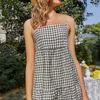 Plaid Print Sleeveless Suspender Sexy Backles Dress Casual Loose Party Beach Summer Female Mini es 210604