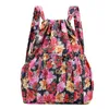 Women's Fashion Vinatge Drawstring Large Capacity Flower Ethnic Style Waterproof Nylon Rucksack Shoulders Backpacks