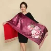 Custom Made Double-layer Long Brushed Hijab Cheongsam Autumn and Winter Real Silk Shawl Scarf