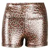 Shorts leopardo sottili di Lady Donne luccicanti Donne oro Gold Waist Elastic Spandex Fashion Sexy Club Women's Women's