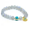 Btone Natural Gemstone Beads Bracelet Labradorite Bracelet with Turquoise Sun Charm Fashion Stone Beads Bracelet
