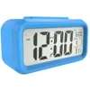 Plástico mudo despertador LCD relógio inteligente temperatura bonito fotossensível cama de cabeceira digital relógio soneca nightlight calendário rrf13621