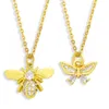 Pendant Necklaces FLOLA Copper CZ Bee Butterfly Necklace White Stone Gold Short Chain Gift Wholesale Jewelry Nkey03