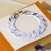 Europe America New Style Men Silvercolour Hardware Handmoulded Clayeffect Links WhiteBlue Lacquer Clouds Necklace Bracelet Jew7359560