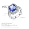 Gems ballett Luxury Rectangle 6.22ct Natural Iolite Blue Mystic Quartz Gemstone Ring 925 Sterling Silver Ringar för Kvinna Smycken