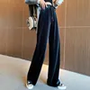 Yedinas Vintage Pantalones Terciopelo Cintura Alta Pierna Ancha Streetwear Pantalones Mujer Casual Elástico Suelto 210527