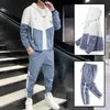 Dropshipping Patchwork Hip Hop Casual Set da uomo 2021 Stile coreano 2 pezzi Set Abbigliamento Uomo Streetwear Fitness Tuta maschile X0909