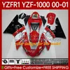 Kit de carrosserie OEM pour YAMAHA YZF-1000 YZF-R1 YZF 1000 CC R 1 2000 2001 2002 2003 Carrosserie 83No.118 YZF R1 1000CC Orange blanc 00-03 YZF1000 YZFR1 00 01 02 03 Carénage de moto