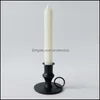 Inredning Hem Garden Ljushållare Svart Long Pole Bracket Hållare Portable Retro Iron Art Candlestick Familj Dating Candlelight Dinner Desktor