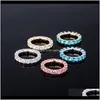 Bande Hip Hop 4Mm Rond Zircon Anneau Femmes Or Couleur Bling Cz Anneaux Hiphop Rappeur Bijoux Dtyyb T6P1N